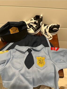 Build-A-Bear Kids BBPD Police Costume Shirt & Hat Set in Light Blue Navy & Bear